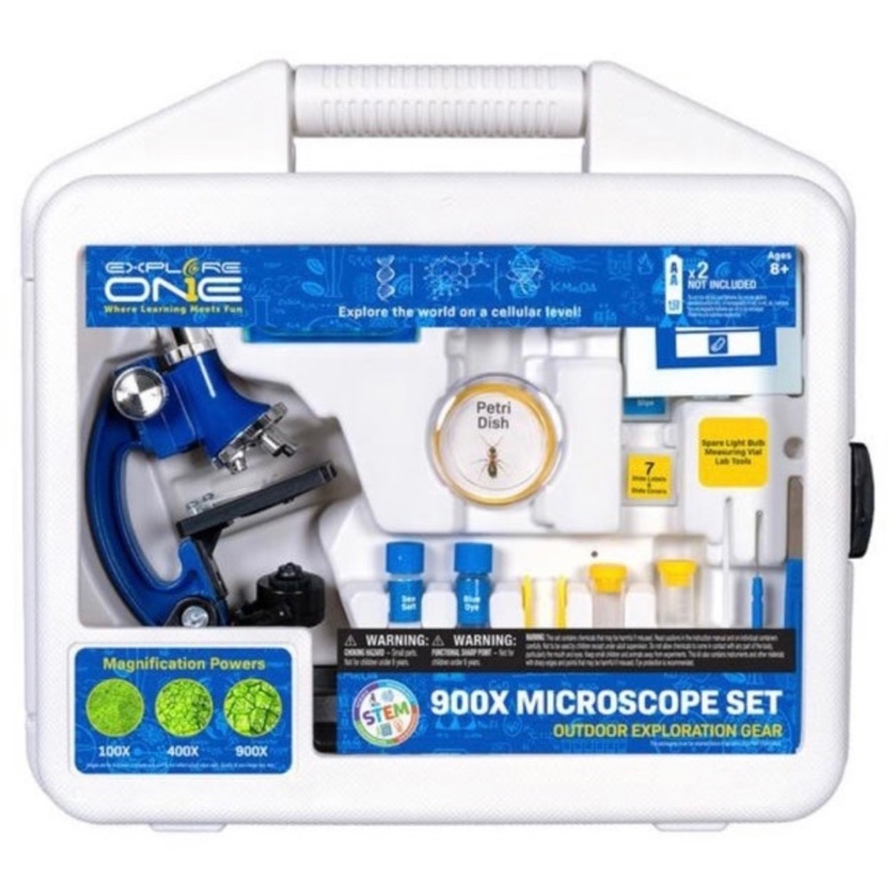 Explore One•NWT•45-Piece
900X Microscope Set with
Case•For Beginning Scientists